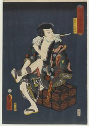Der Schauspieler Kataoka Nizaemon VIII als Kumokiri Nizaemon, aus der Serie Diebe in Designs der Zeit, 1859